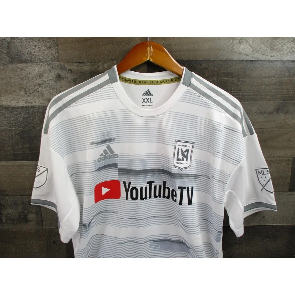 Los Angeles FC Jersey Shirt Mens 2XL White Gray MLS Soccer YouTubeTV Adidas 2019